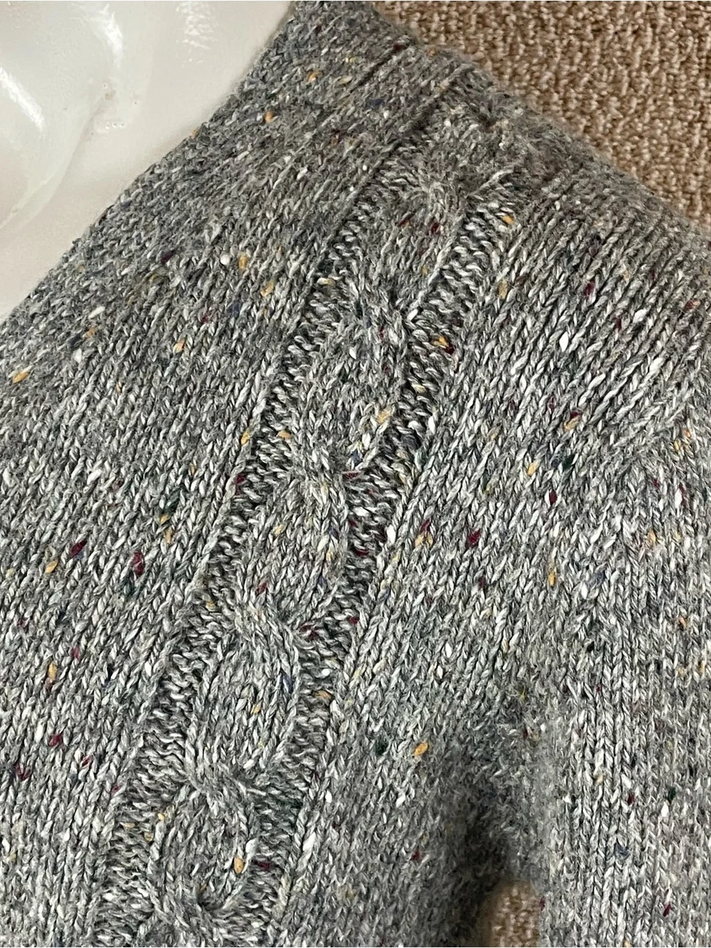 Vintage Cardigan Sweater Men’s Large Wool Donegal Flecked Golf Grandpa 90s B22